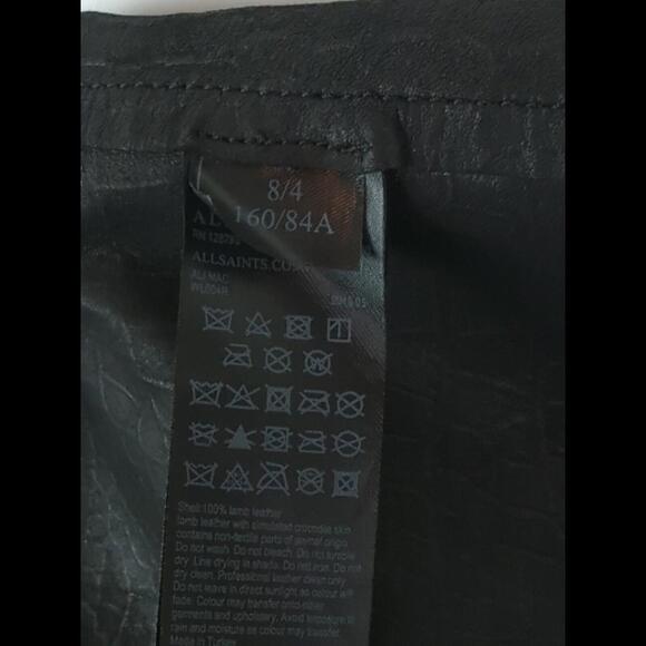 [SOLD] ALLSAINTS Wmn's Sz US 4 ALI MAC Croc Embossed Black Lambskin Leather Coat - Picture 5 of 11